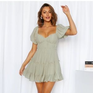 Hello Molly Sage Green Mini Dress